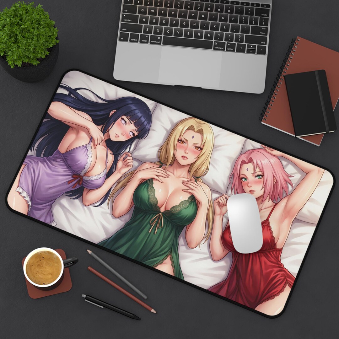 Sexy Kunoichi Trio Mousepad - Purple Pink and Blonde Ninja Waifu Desk ...
