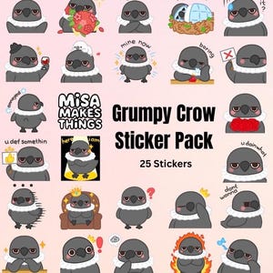 Pegatinas de vinilo con el emoticono "Cuervo negro gruñón"