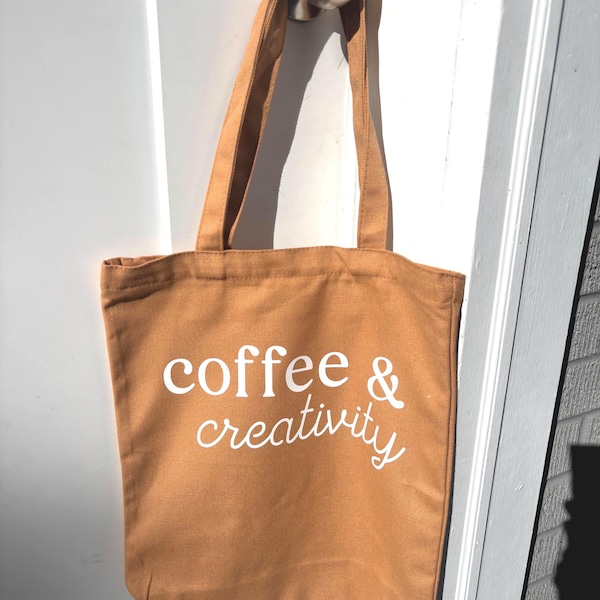 Canvas Art Tote Bag | Zippered Supply Bag | Coffee Creativity Design