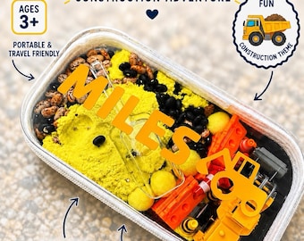 Discounted! Limited supply *Personalized Construction Sensory Kit | Portable Busy Bin, Fine Motor Toy (Ages 3+)