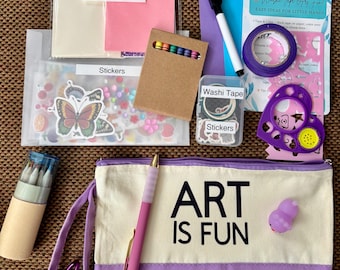Kids Travel Art Kit – Screen-Free Activity Bag for Ages 5+ (bigger bag)