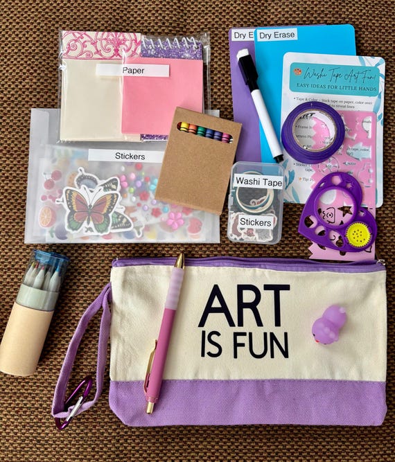 Kids Travel Art Kit – Screen-Free Activity Bag for Ages 5+ (bigger bag)
