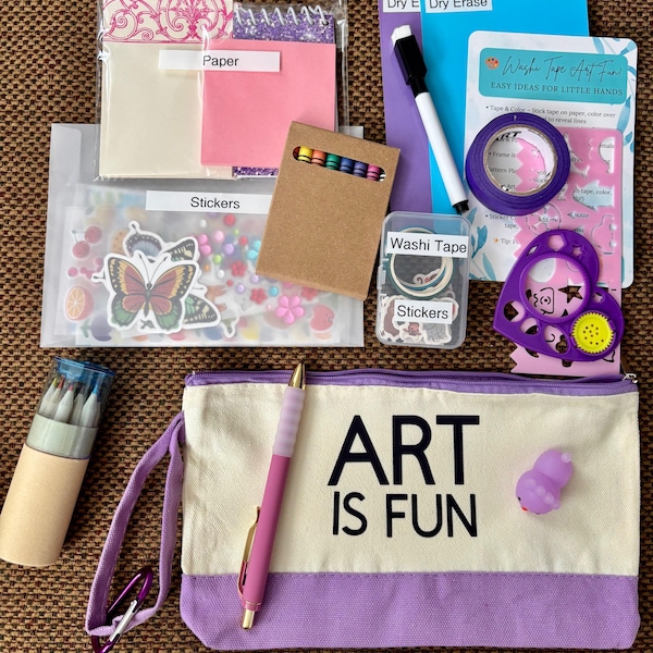 Kids Travel Art Kit – Screen-Free Activity Bag for Ages 5+ (bigger bag)