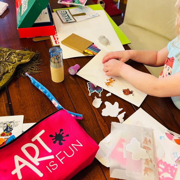 Kids Travel Art Kit – Screen-Free Creative Activity for Ages 5+ (Smaller Bag)