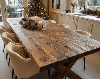 Custom Live Edge Walnut Dining Table, Solid Wood