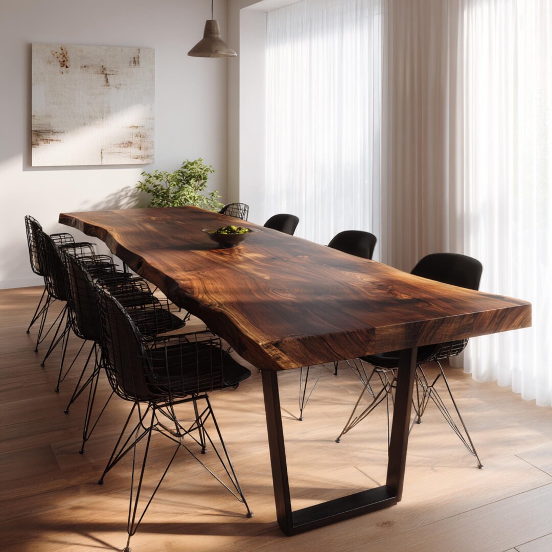 Handmade Live Edge Walnut Dining Table, Custom Solid Wood - Etsy