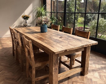 Handmade Live Edge Walnut Dining Table, Custom Solid Wood