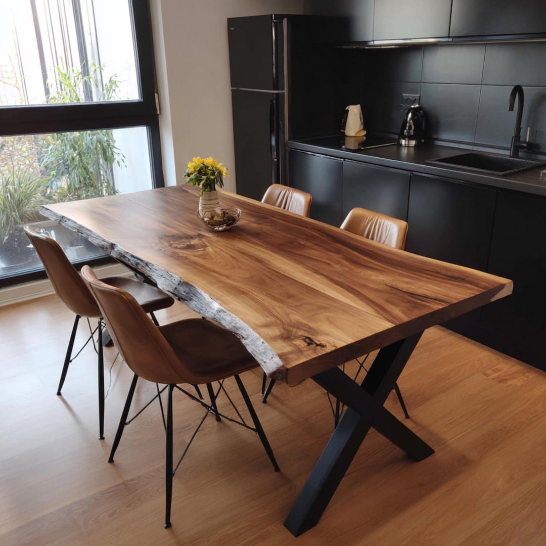 Custom Live Edge Walnut Dining Table, Handmade Solid Wood - Etsy 日本