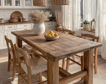 Table, Wooden Rustic Dining Table, Wooden Table, Dining Table, Kitchen Table, Live Edge Table, Solid Table, Wood Table, Custom Table
