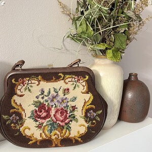 Sac à main en tapisserie florale des années 1920, années 1930