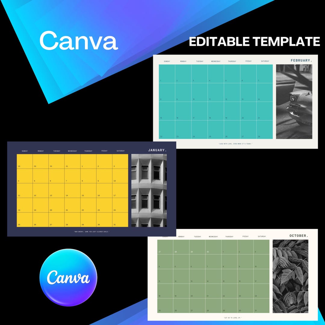 2026 Minimalist Calendar Canva Template | Editable Digital Calendar ...