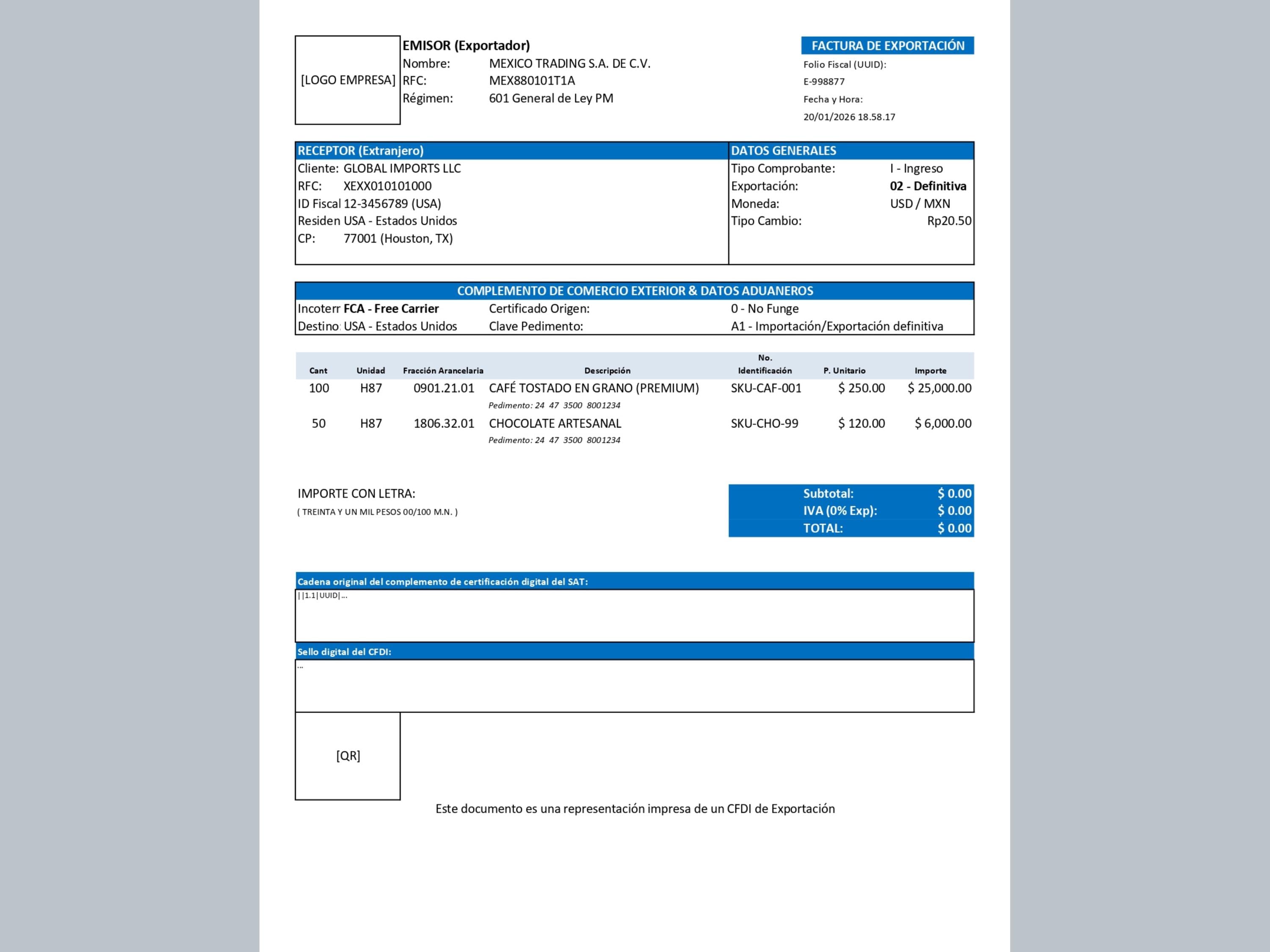 Mexican Example Invoice Editable Mexico Invoice Templates in Spanish | 7 Professional Mexican ...