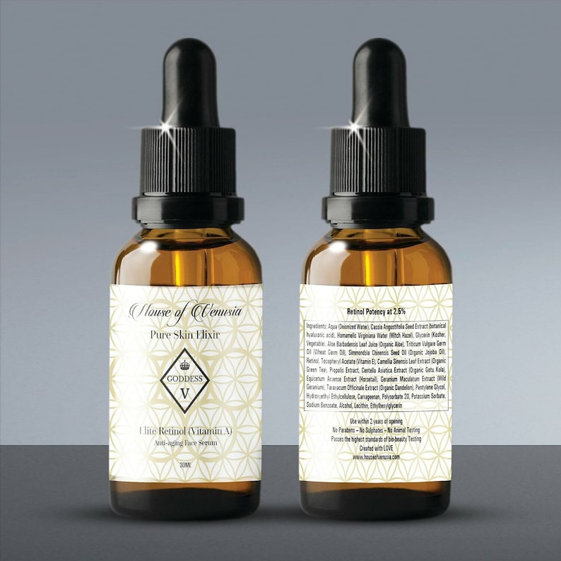 Retinol anti-rimpel gezichtsserum Vitamine A Krachtig 2,5% Anti-veroudering, organisch 30 ml x 1 anti-veroudering, organisch, kristallijn, doordrenkt met LIEFDE afbeelding 2
