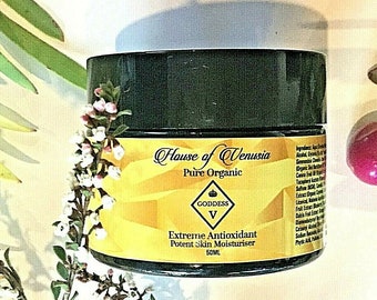 Biologische gezichtscrème Anti-veroudering Krachtige anti-oxidant rijk aan pure botanische actieve stoffen 50MLX1 Natuurlijke huidverzorging Met kristallijne liefde doordrenkt