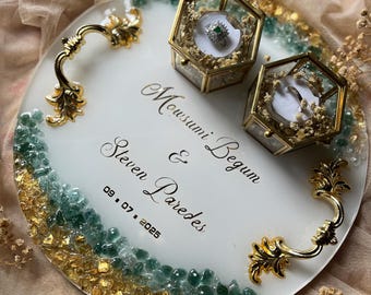 Gepersonaliseerde luxe trouwring van hars: Nikkah/Engagement