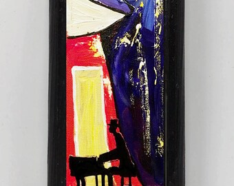 Gato en el tejado n.º 17 Collage sobre madera