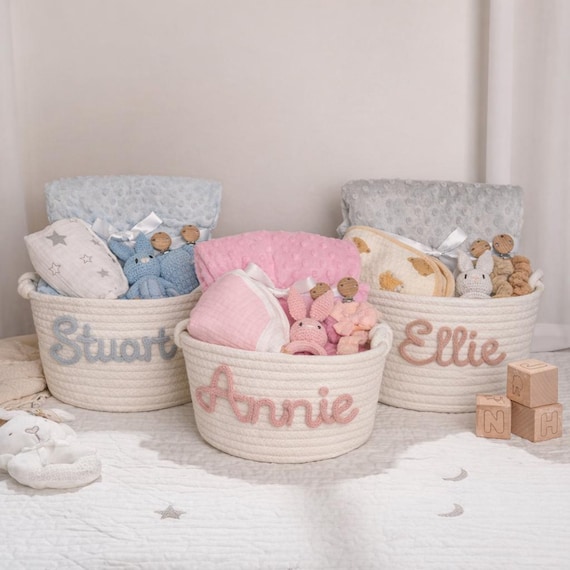 Personalized Handmade Woven Basket, Baby or Dog Gift