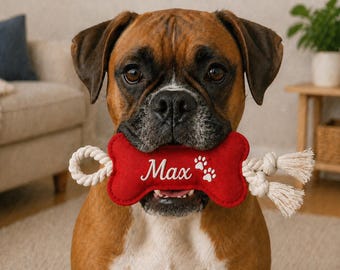 Personalized Bone Pet Toy, Custom Dog toy, Pet Name toys, Gift for Pet Owner, New Puppy Gift, Gift for Dog Mom, Birthday gift