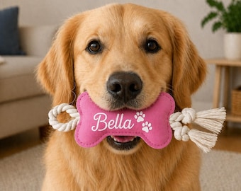 Personalized Bone Pet Toy, Custom Dog toy, Pet Name toys, Gift for Pet Owner, New Puppy Gift, Gift for Dog Mom, Birthday gift