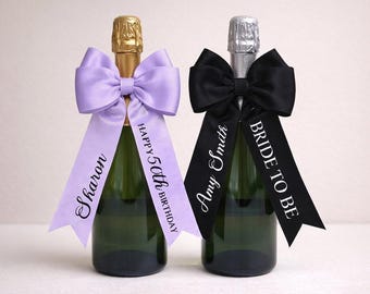 Lazos personalizados para botellas de champán, para cumpleaños, bodas y futuras novias.