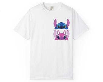 Niedliches Alien Paar T-Shirt | Cartoon-Herz-Illustration