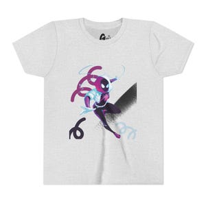 Spider-Gwen Inspired Action Pose Youth Tee | Neon Spider Hero Graphic image 2