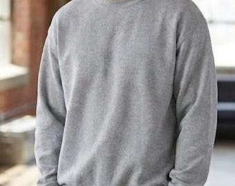 Sudadera gris de cuello redondo personalizable / Jersey unisex Hanes EcoSmart