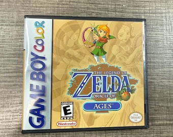 The legend of zelda oracle of ages custom game case for Gameboy color, GBC