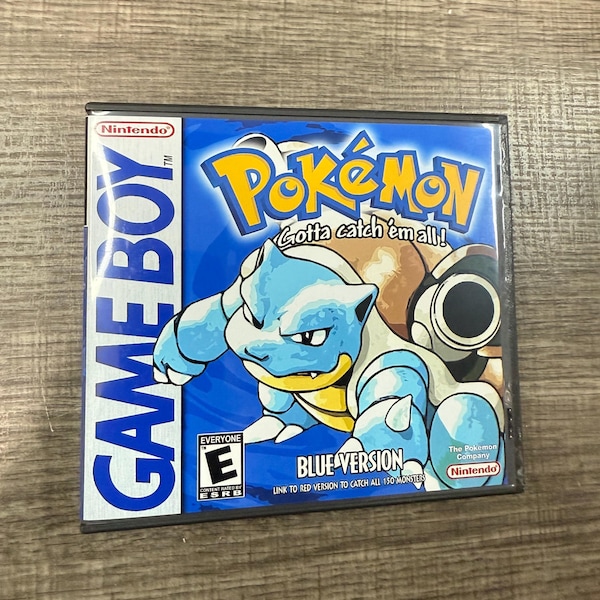 Pokemon Blue version custom game case for Gameboy, GB