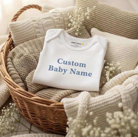 Custom Name Baby Onesie, Personalized Newborn Bodysuit Gift
