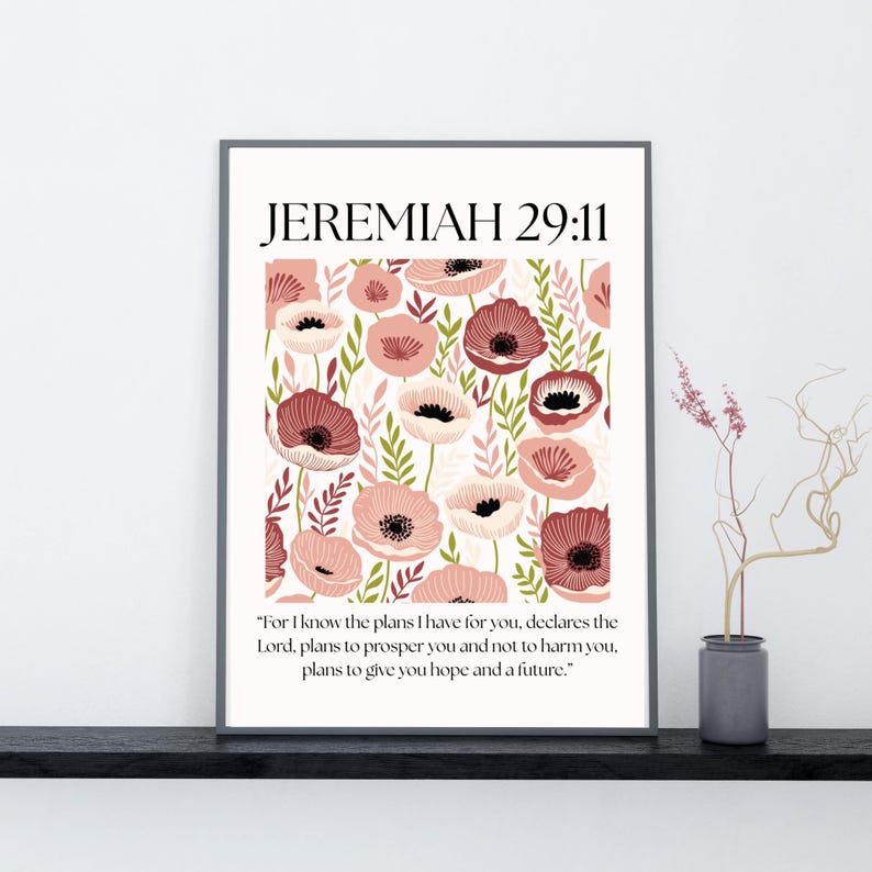 Jeremiah 29:11 Bible Verse Printable Wallart Digital Download on ...