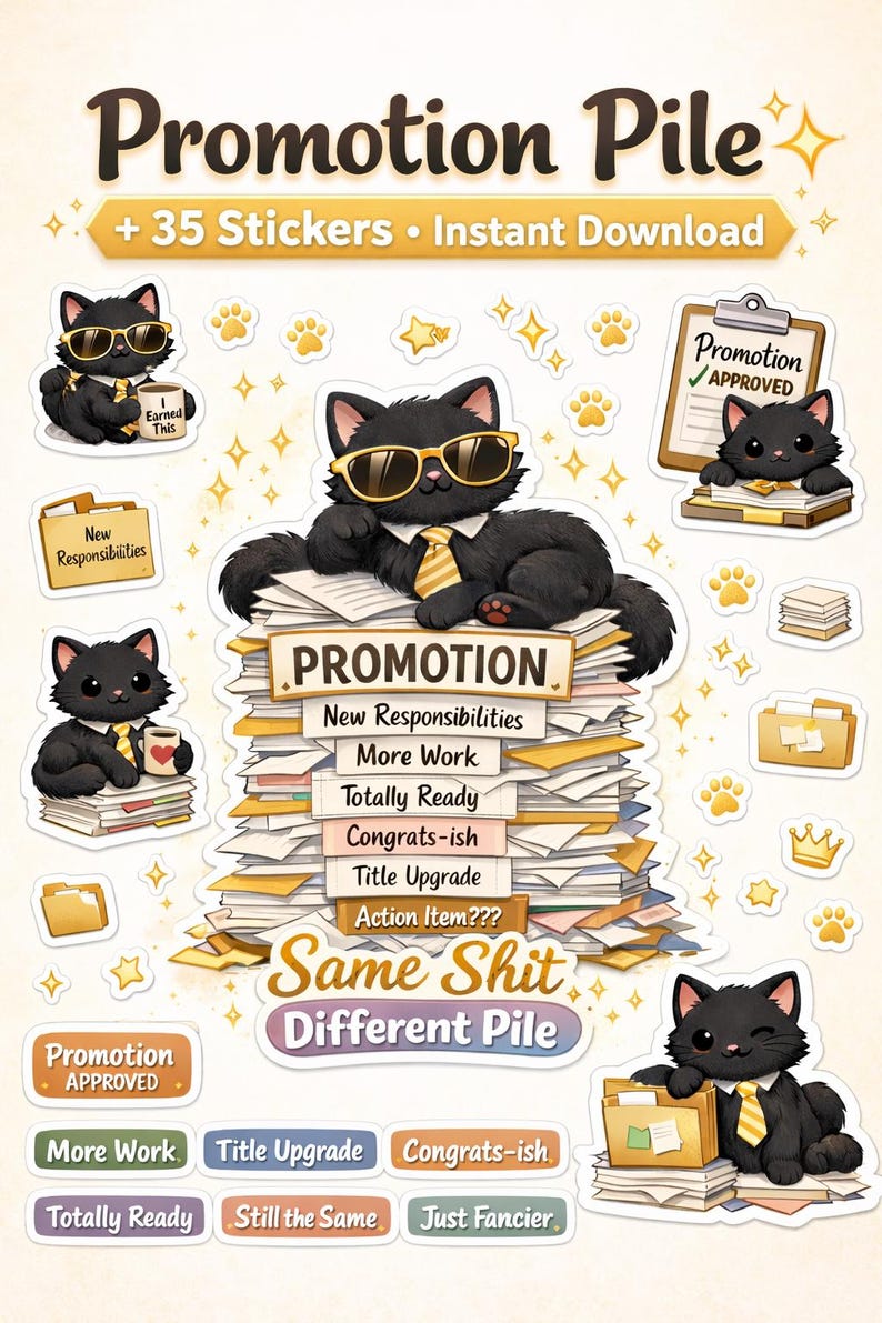 Promotion Humour Funny Cat Promotion Stickers | Office Humor Planner Decals (digital ...