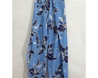 Kauaiana Fashions of Hawaii vintage Palazzo-broek met overslag bloemen klein blauw rayon