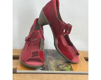 Merrell Evera MJ Sunset Rouge Cuir Cyclisme Talons Mary Jane J88894 Femme 8 Vtg