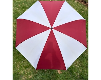 Knight Golf Umbrella Red White Striped Oversized Nylon Windproof With Sleeve
