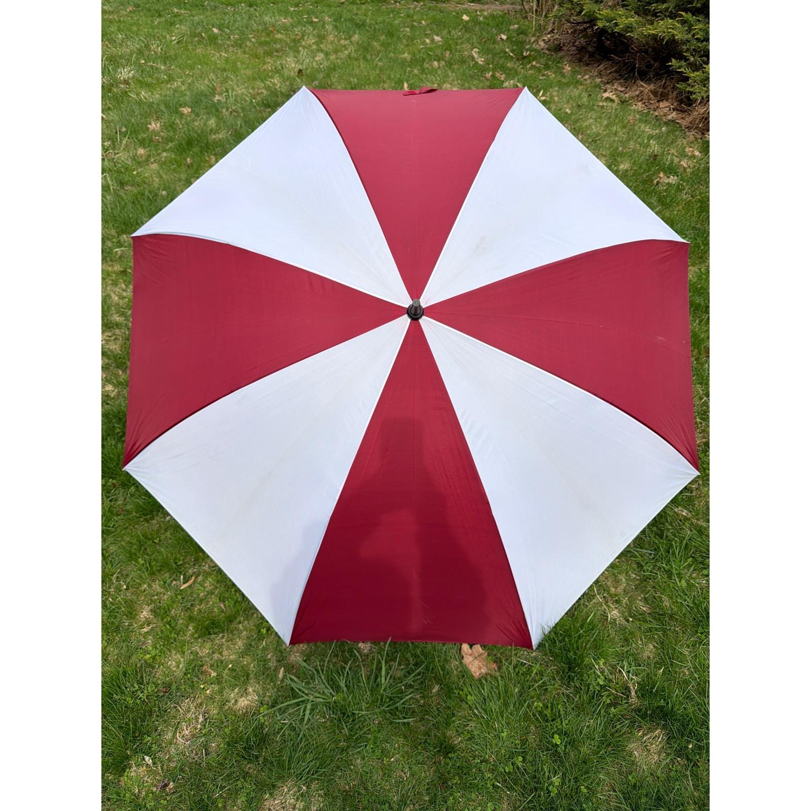 Knight Golf Umbrella Red White Striped Oversized Nylon Windproof