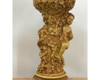 Vintage 1967 Universal Statuary Corp Cherub Grapevine Pedestal Plant Stand 13"