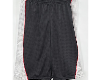 Mens Athletic Mesh Basketball Shorts Black White Red Size Large Made in USA