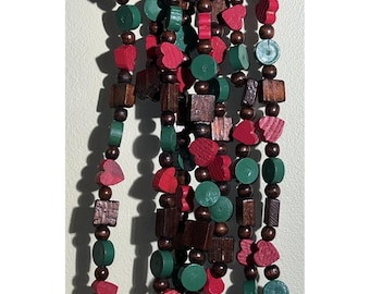 VTG houten kerstslinger Kurt Adler primitief landhuis kern 12' elk