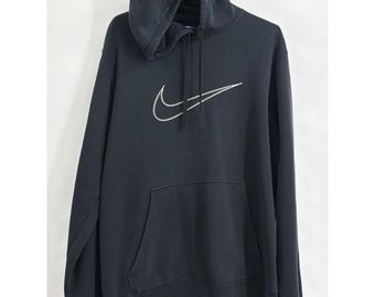Sudadera con capucha Nike para hombre, talla XL, color negro, con logo Swoosh bordado, de felpa, muy suave.