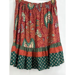 Gonna midi vintage boho con stampa batik, patchwork fatto a mano, elasticizzata. LEGGI