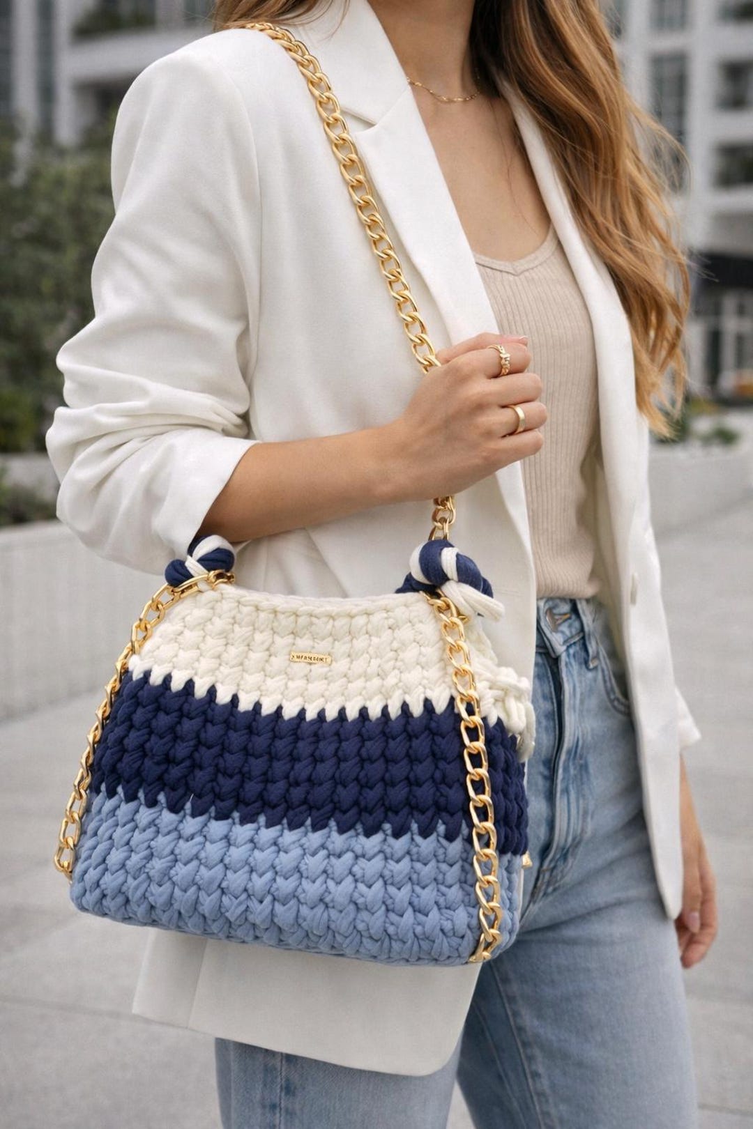 Luxury Color Block Crochet Shoulder Bag Pattern - Etsy