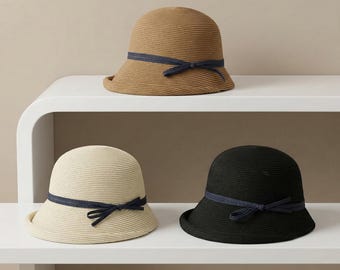 Sombrero de paja de ala ancha para mujer, plegable, ideal para playa y viajes (UPF 50+)