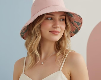 Sombrero de pescador reversible de algodón – Gorra de sol personalizada de ala ancha (UPF 50+)