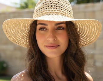 Ademende strohoed, lichtgewicht zomerstrandhoed, open geweven zonnehoed, minimalistische reishoed, casual zonnehoed voor buiten