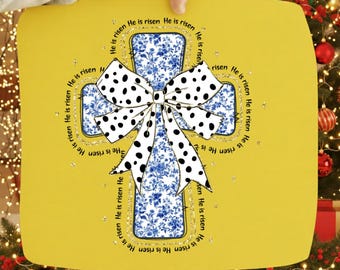 Bible Jesus Design, Chinoiserie Coquette Blue Png, Blue Floral Bow Cross Bible Bow Png, Bible Sublimation, Jesus God Christian