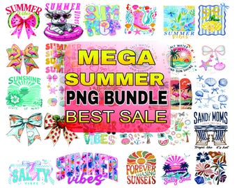 Preppy Summer Bundle Png, Retro Summer Png, Summer Vibes Bundle, Mega png Bundle, Trendy Summer Png, Beach Png, Summer Coquette