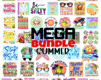Preppy Summer Bundle Png, Retro Summer Png, Summer Vibes Bundle, Mega png Bundle, Trendy Summer Png, Beach Png, Summer Coquette