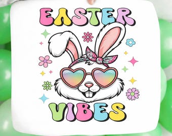 Retro Easter Bunny PNG: Groovy Checkered Design (Digital Download)