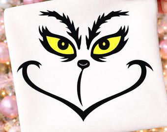 Grinch Grinning Face SVG, Cut File, Png, Ai, Eps, SVG,  Instant Download, Christmas download, Grinch Face png - Grinch Face SVG